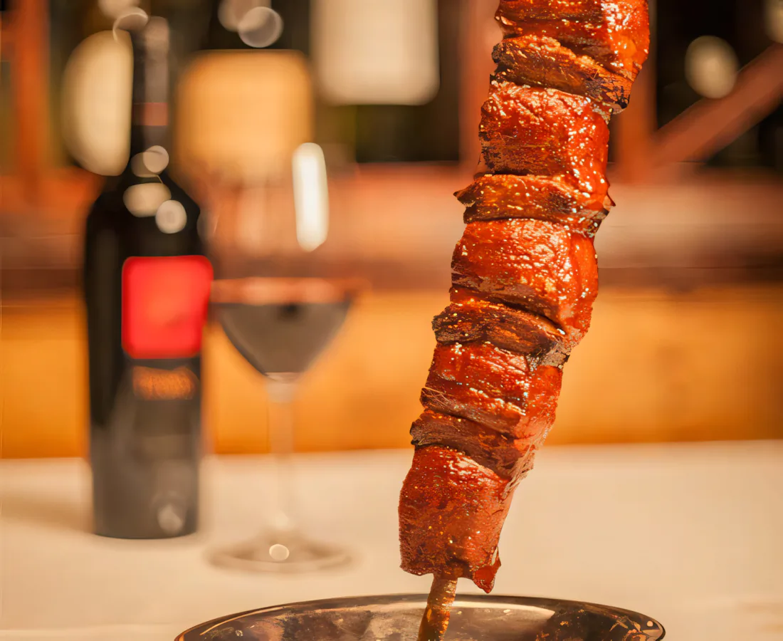Spicy Picanha served on a skewer at VB Steakhouse